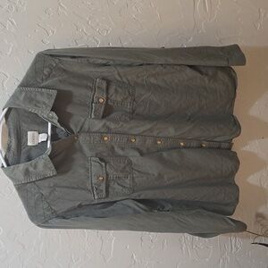 3/$10 Chico's Olive Button-Down Shirt Size 2 Or Large